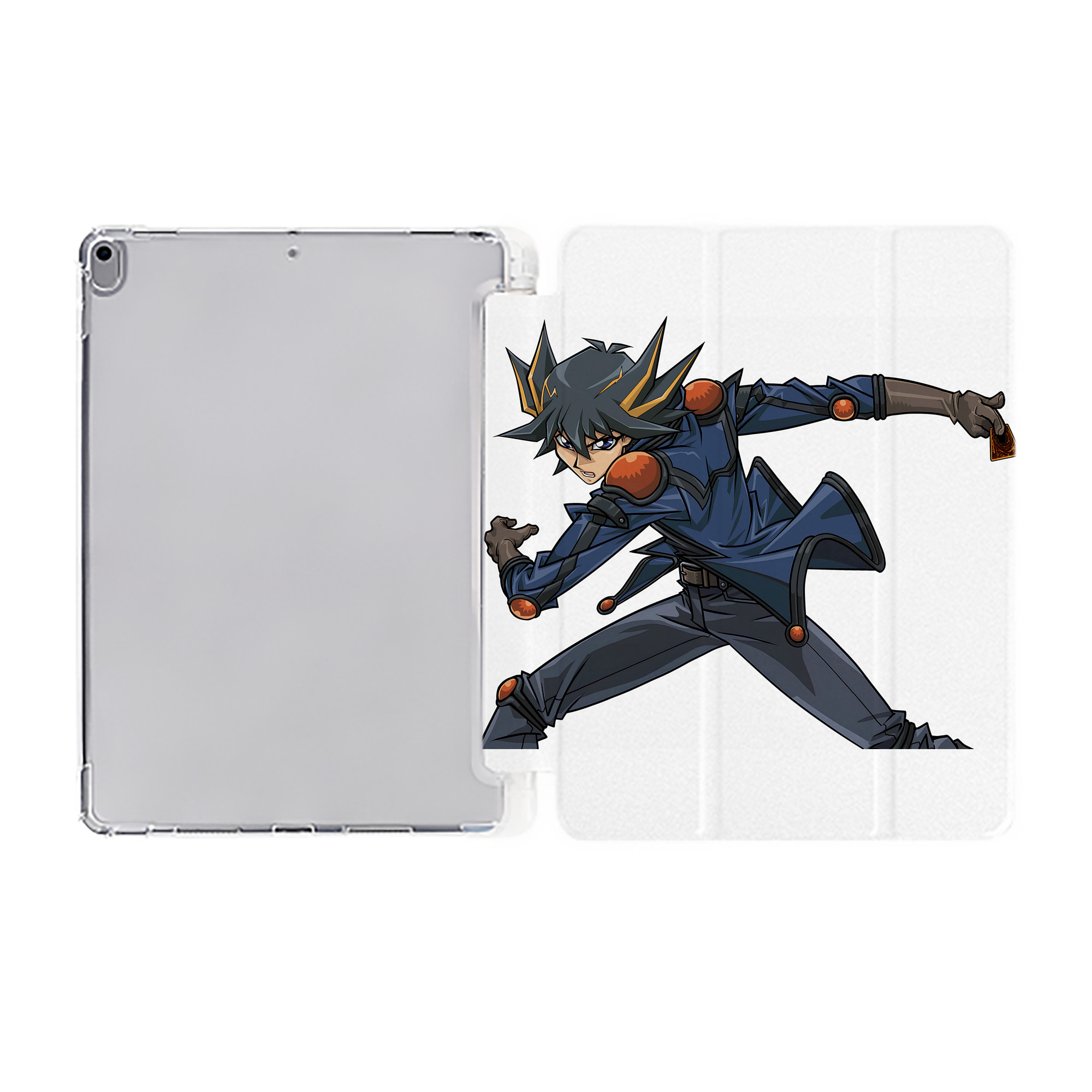 （画像用） 遊☆戯☆王 Yu-Gi-Oh! IPad ケース ペン収納付き 三つ折りスタンド PUレザー×シリコン 対応機種9.5/10.5/10.9インチ